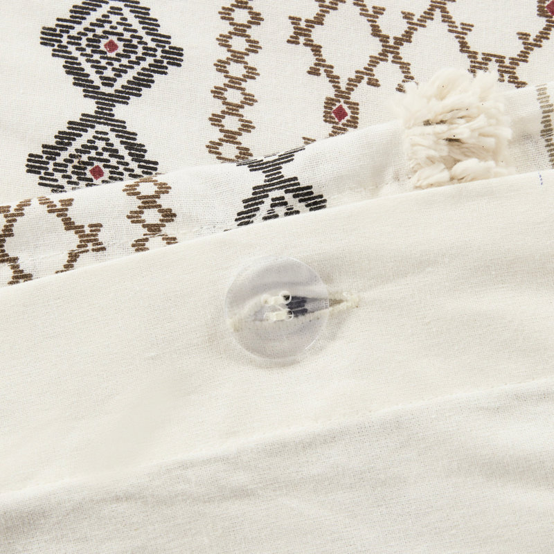 Housse de couette en coton chenille - Motifs géométriques, couvre-oreillers superposés, avec imprimé, boutonné, rehausse l'ambiance de la chambre à coucher