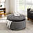 30in Round Storage Ottoman Coffee Table Linen Upholstered Ottoman with Nailhead Trim Large Storage Foot Rest Stool for Living Room Bedroom Grey-1029487310