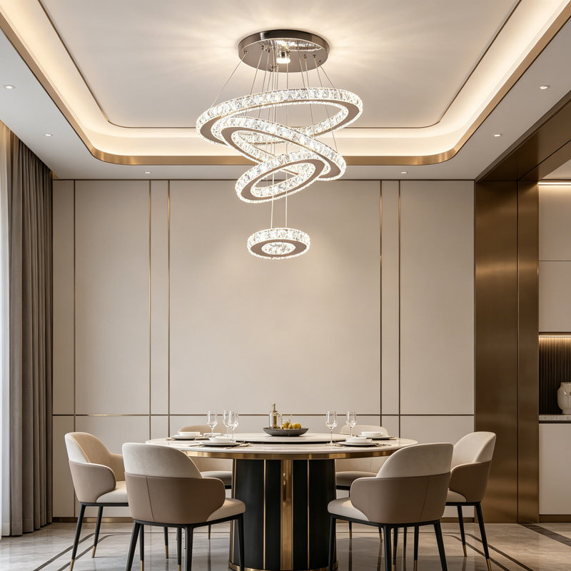 Modern LED Ring Crystal Chandelier
