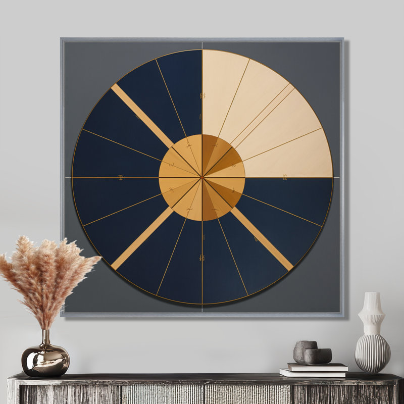 «Minimal Sacred Geometrie», art mural abstrait sur toile géométrique, 24" H x 24" W, Encadrement argenté