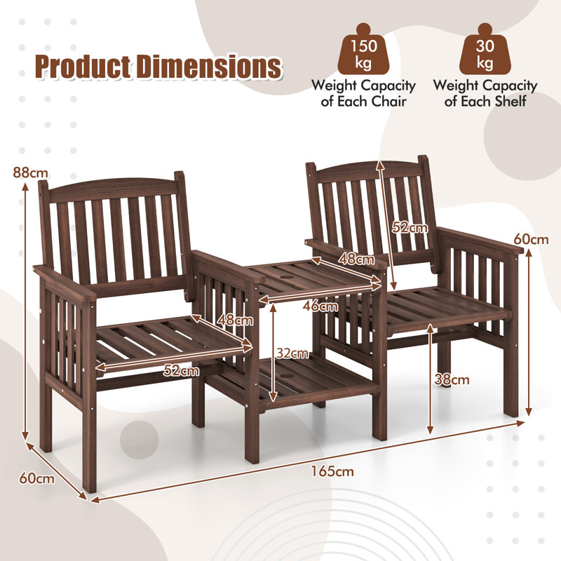 Outdoor Table And Chairs Set Patio Garden Bench Side Table W/ Umbrella Hole
