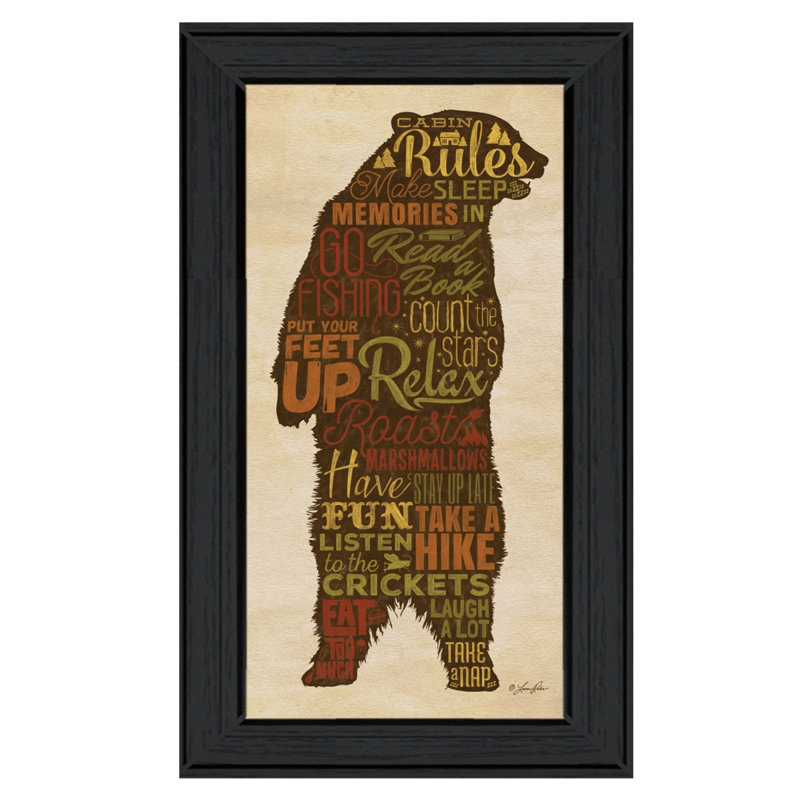 "Cabin Rules" par Lauren Rader, prêt à accrocher, reproduction encadrée