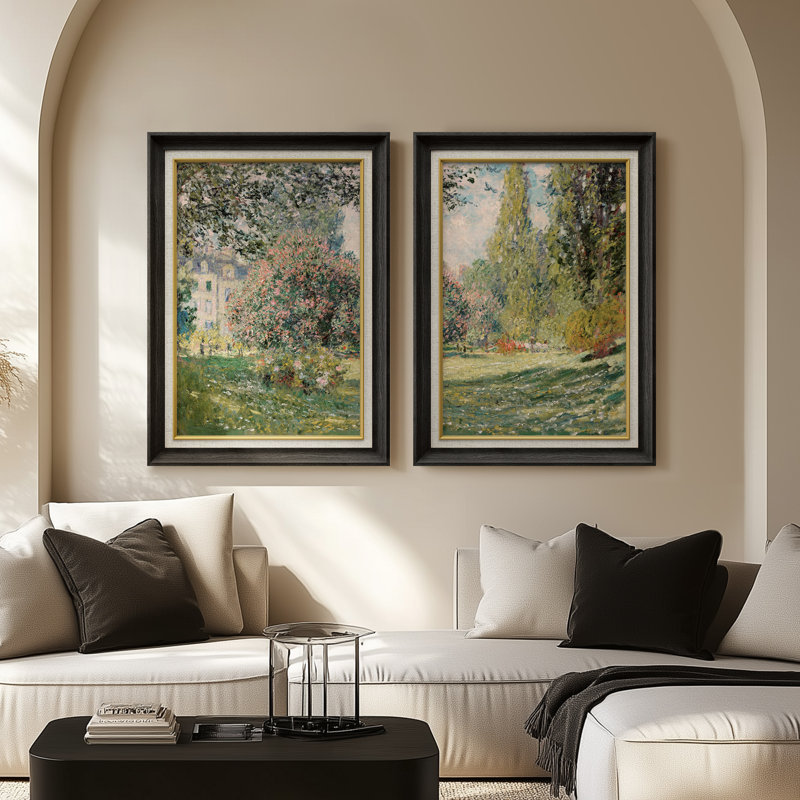 Ensemble de 2 œuvres d'art encadrées de qualité supérieure sur toile de qualité supérieure avec cadre de 26 po x 36 po, Noir