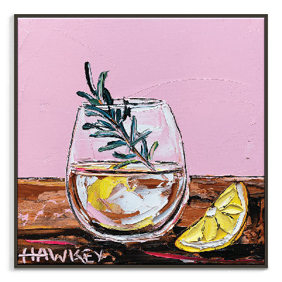 Gin And Tonic On Pink by Angela Hawkey - Painting