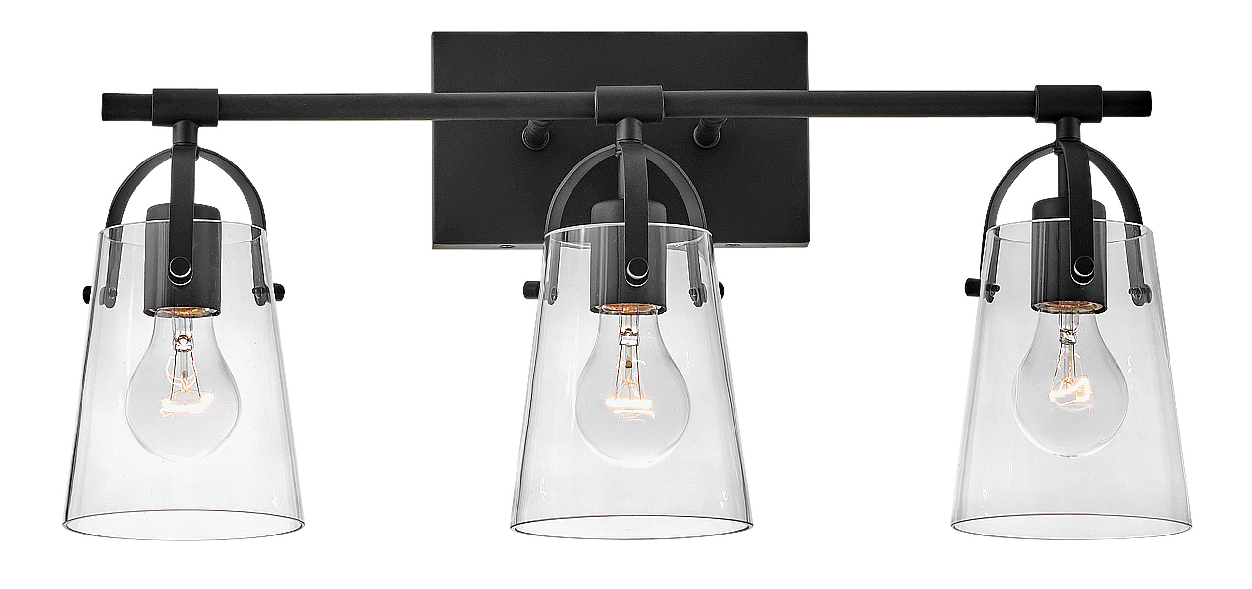 Hinkley Foster Three Light Bath Vanity Fixture with Clear Glass Shades