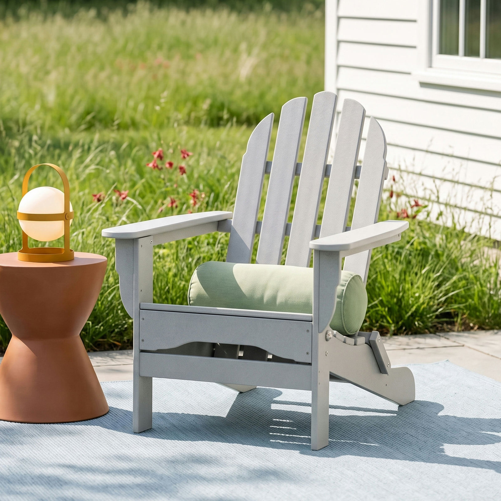 Leighton Foldable Adirondack Chair, Light Gray
