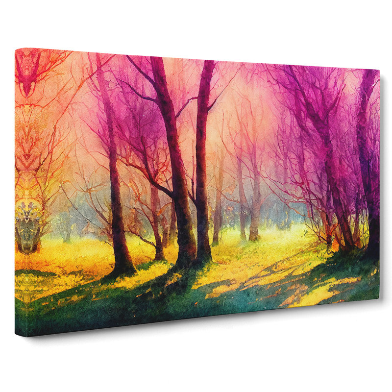 Watercolour Spring Forest Art - Wrapped Canvas