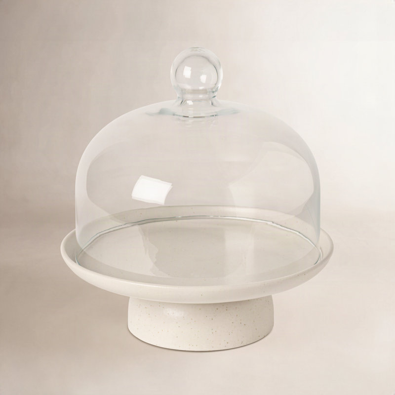 Pacifica Stoneware Cake Stand, Vanilla