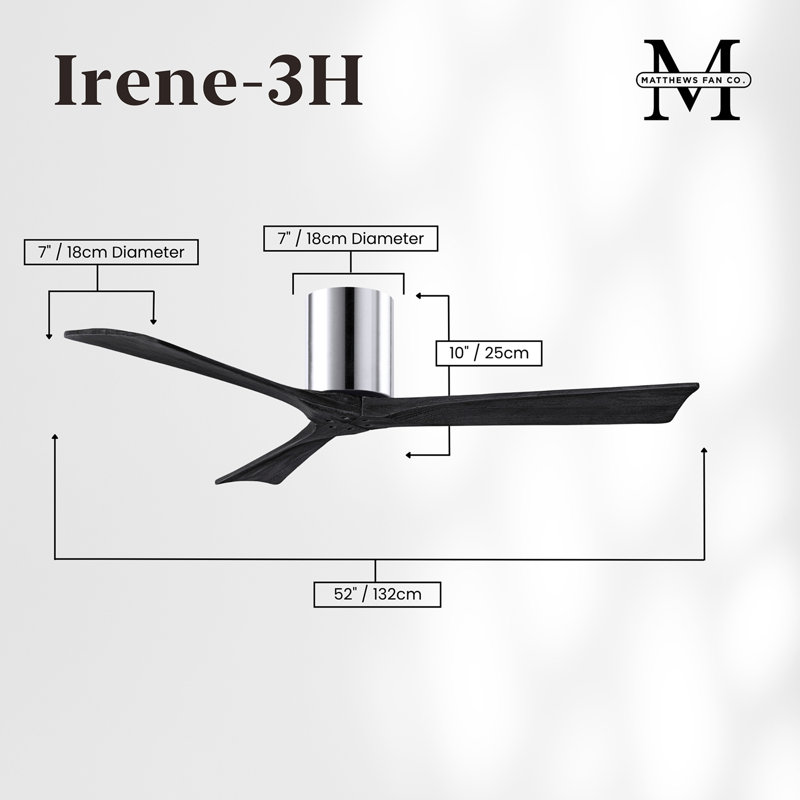 Irene Ceiling Fan, Polished Chrome, Matte Black, 52"