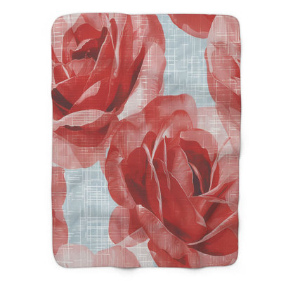 Woven Roses - 1 Piece Premium Sherpa Blanket