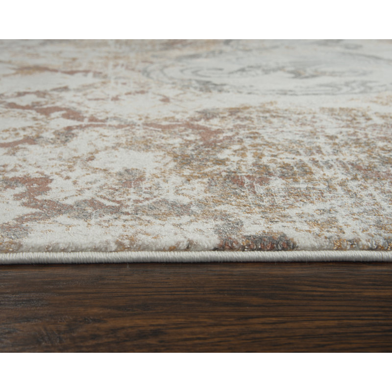Tapis bleu / brun / crème Shockey, Tapis de couloir 2 pi 7 po x 8 pi