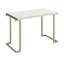 Table rectangulaire en faux marbre avec base en métal champagne, largeur de 18 pouces, plateau et finition de conception moderne, profondeur 44, assemblage requis