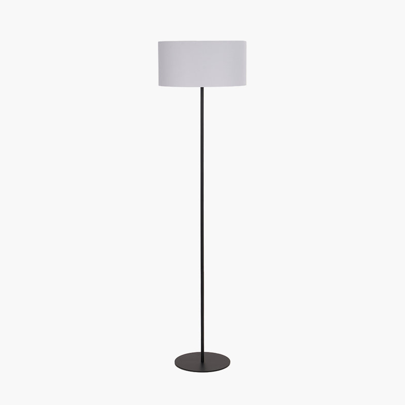 Sundari 159cm Traditional Floor Lamp, Matt Black, Ivory