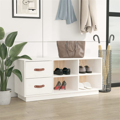 Shoe Bench With Storage -  Scandinavian Design With 2 Drawers And 4 Compartments, Easy Assembly