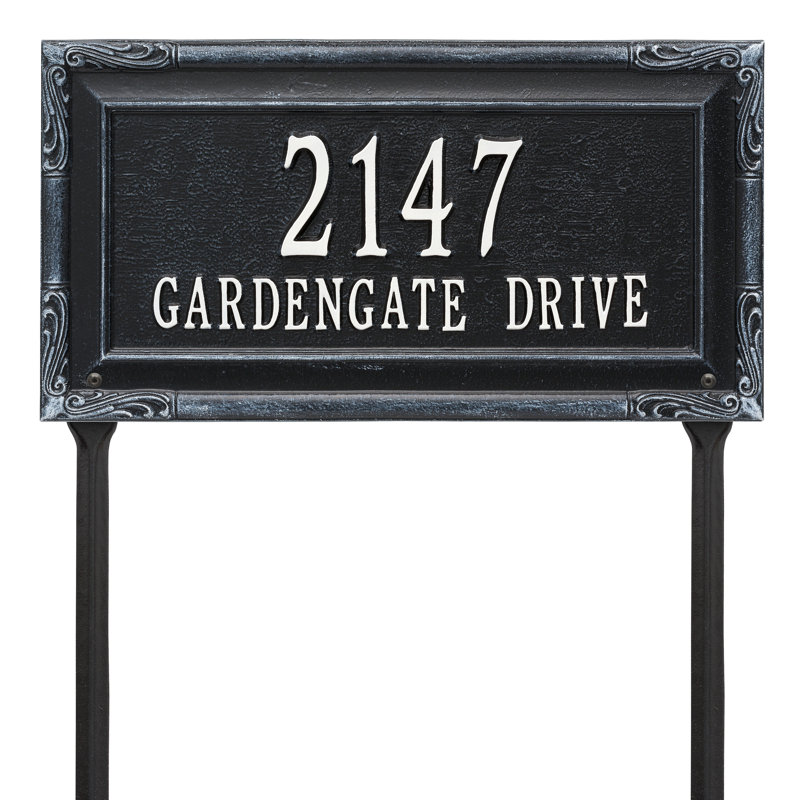 Plaque d'adresse sur 2 lignes Gardengate, Noir / Blanc, Oui