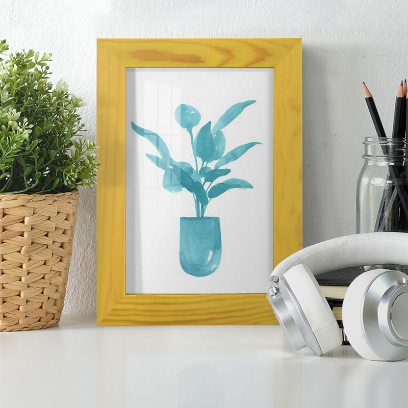 Watercolor House Plant VI - Impression encadrée avec verre, L 7 po x H 9 po x P 1 po, Cadre jaune