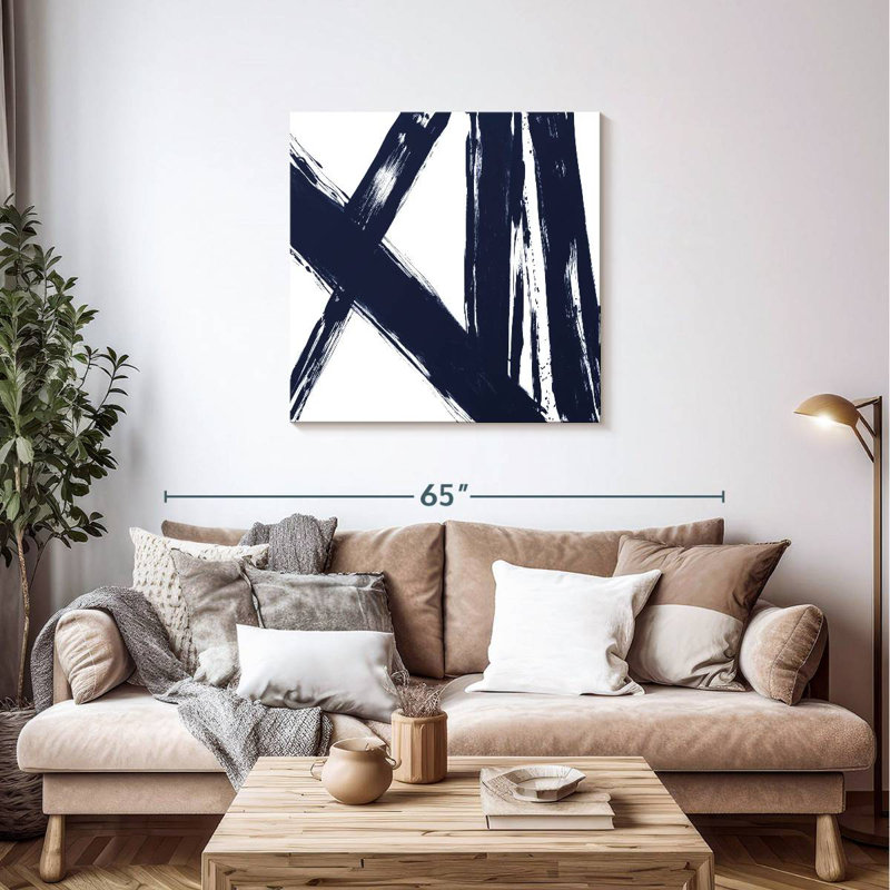 Avery Strokes In Navy II, 36" H x 36" W