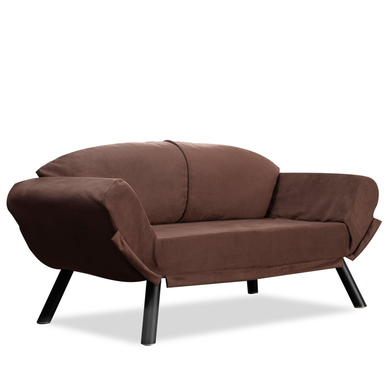 69.7" Upholstered Sleeper Sofa, Brown Microfiber