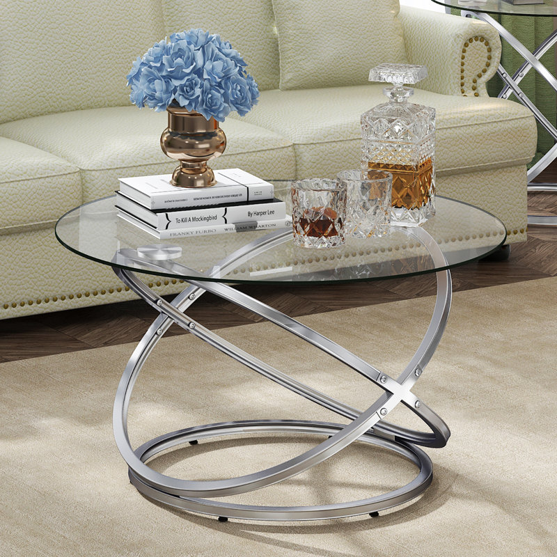 Ensemble de 3 tables basses, Argent, Transparent