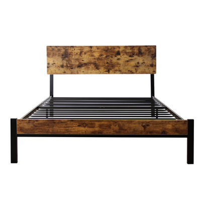 Structure de lit simple en métal - solide et stable, conception moderne, aucun sommier tapissier requis en noir, bruit, matelas