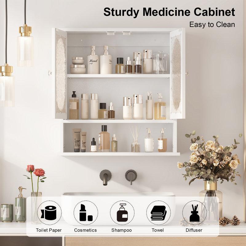 Armoire de salle de bain murale blanche, Blanc