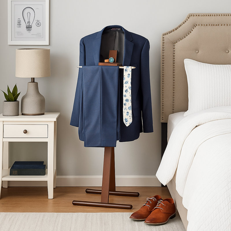 Fam Freestanding Valet Stand, Dark Walnut