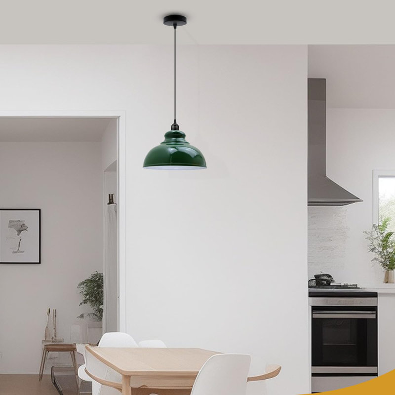 17cm H Metal Dome Lamp Shade, Green