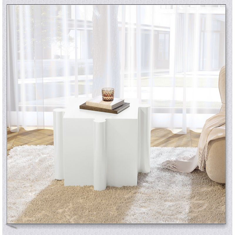 Puzzle Art Side Table, Modular Convex Edge MGO Table - Customizable Layouts For Indoor & Outdoor Spaces, White