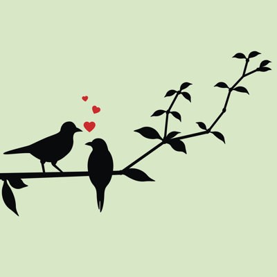 Love Birds On A Tree Branch by Grace Maina - Wrapped Canvas Print