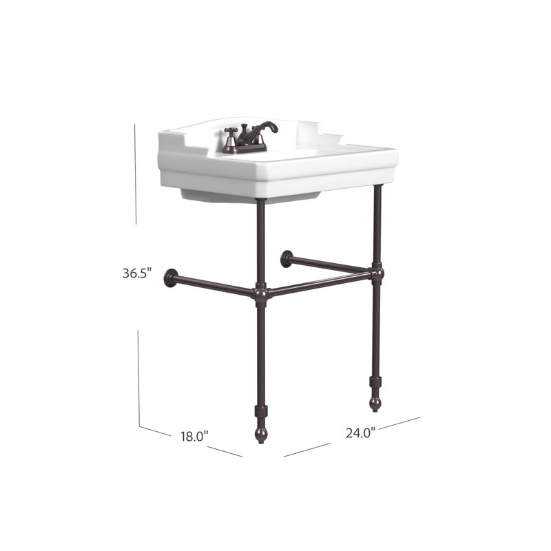 Cheviot Products Évier de salle de bain Essex 24 po avec débordement et base console en métal 31 po, Bronze antique