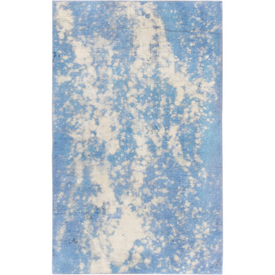 Lahore Hand Knotted Wool Area Rug in Blue/White