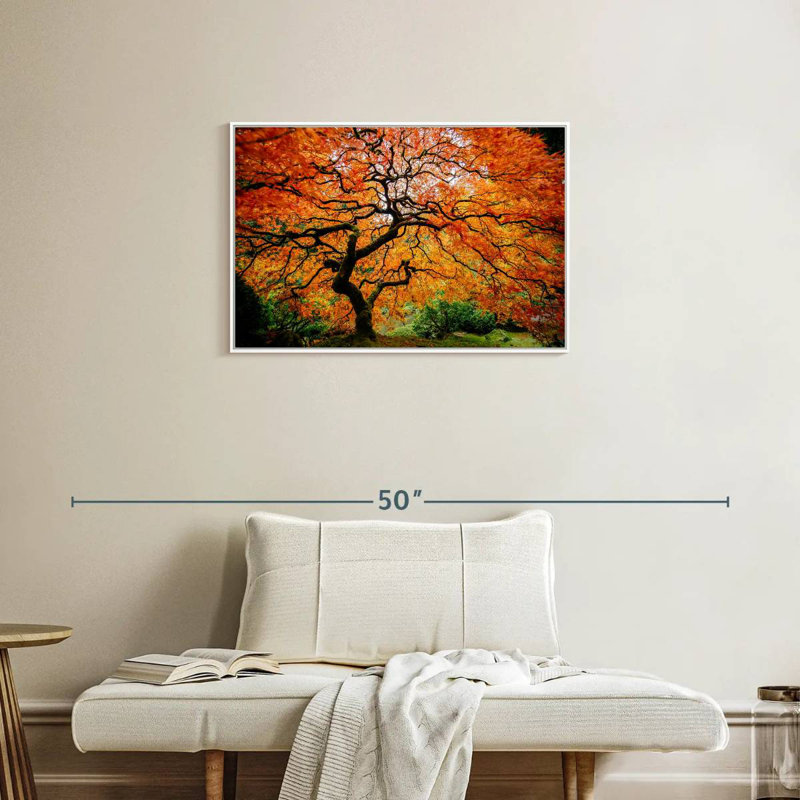 Automne érable japonais, Cadre flottant blanc, 31 po x 21 po