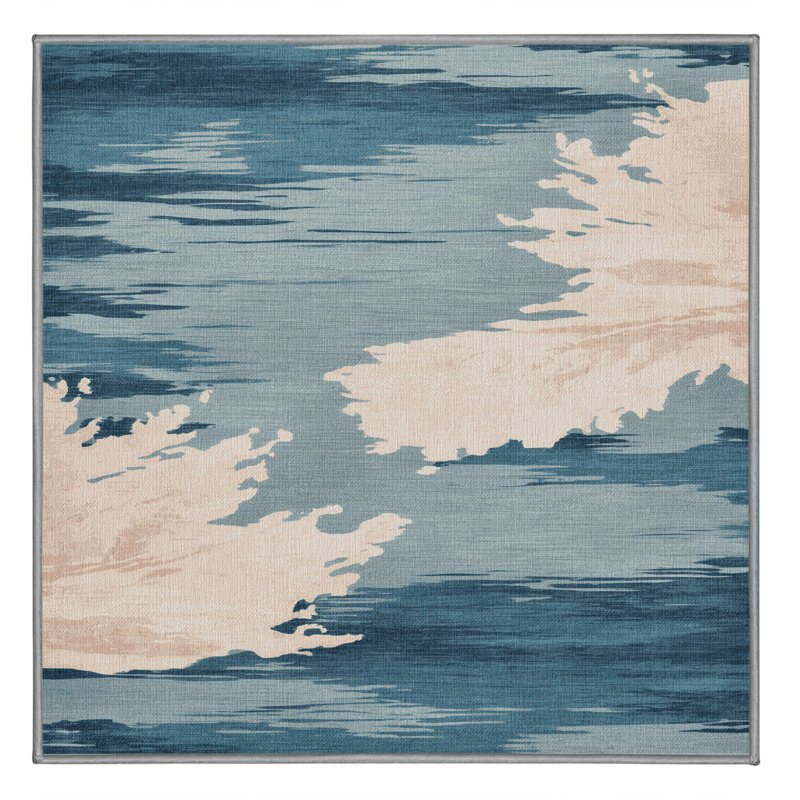 Tapis gris aquarelle lavable à la machine, Carré 3 pi