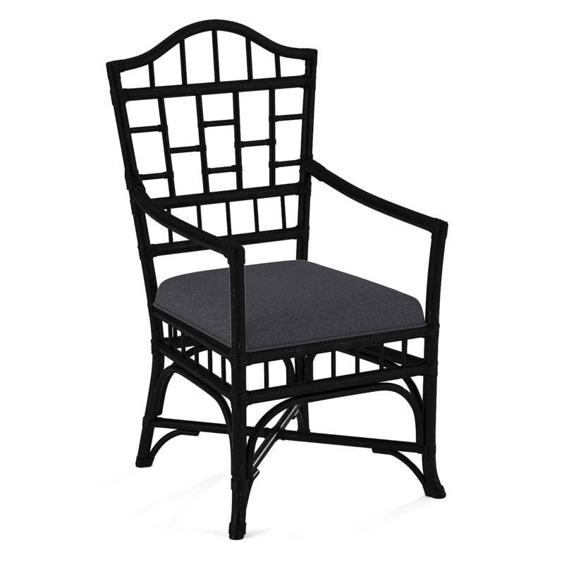 Chaise avec accoudoirs Chippendale, Noir, Bleu de base; 0317-63