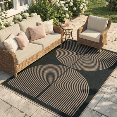 Narze Modern Easy Jute Machine Washable Outdoor Rug with Non-Slip Backing for RV, Backyard, Patio，Balcony