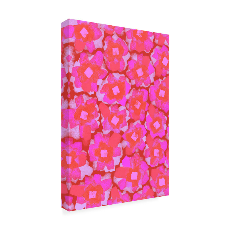 Joli motif de fleurs roses Pelia, H 32 po x l 22 po x P 2 po