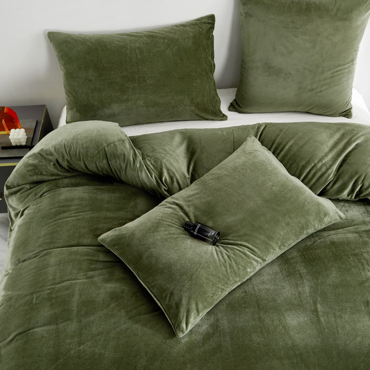 Green Solid Color Plain Microfiber Duvet Cover