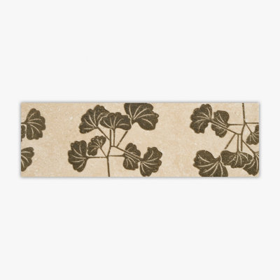 Ivory Honed Green Engraving Travertine 4x12 Decorative Border