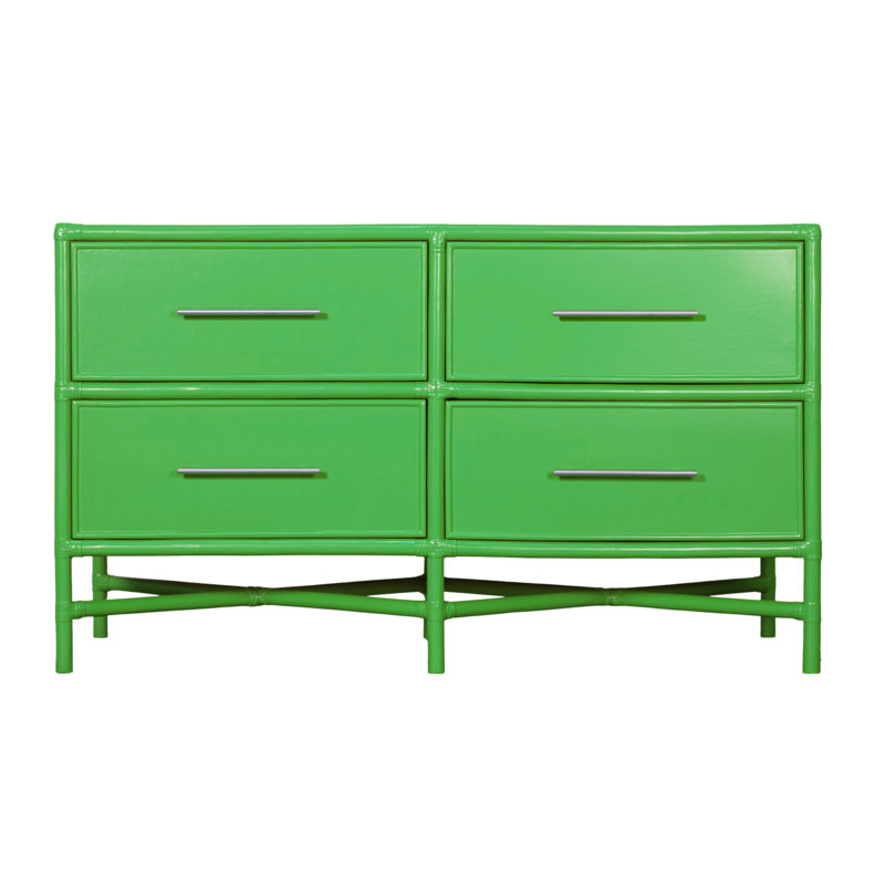 Venice 4 Drawers 54" W Double Dresser, Bright Green