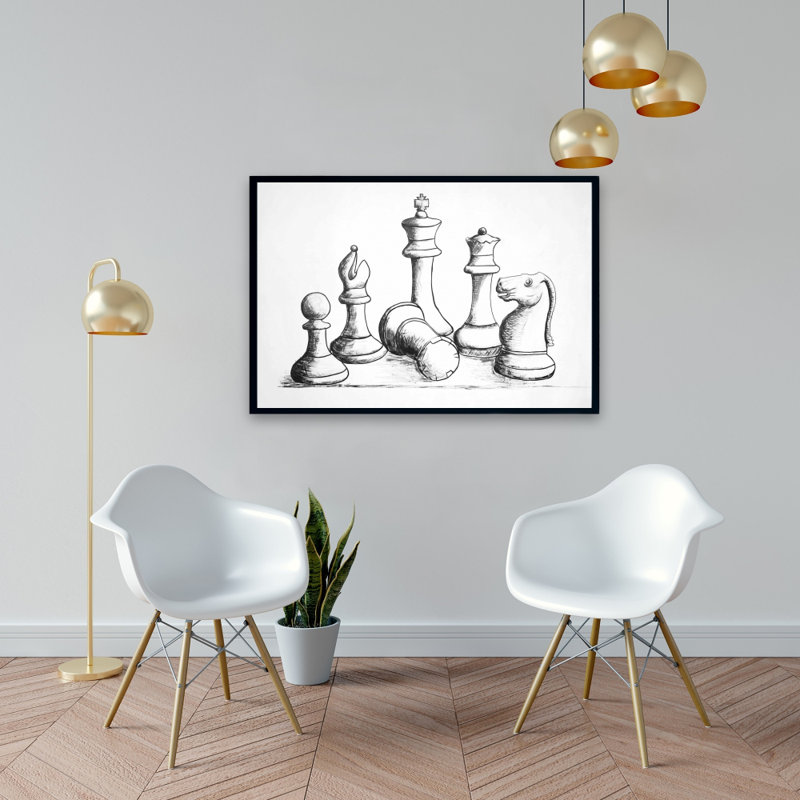 Pièces de jeu d'échecs - Sports et jeux sur toile encadrée