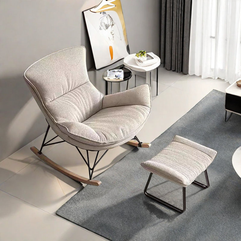 Chaise berçante de salon nordique simple, Blanc cassé