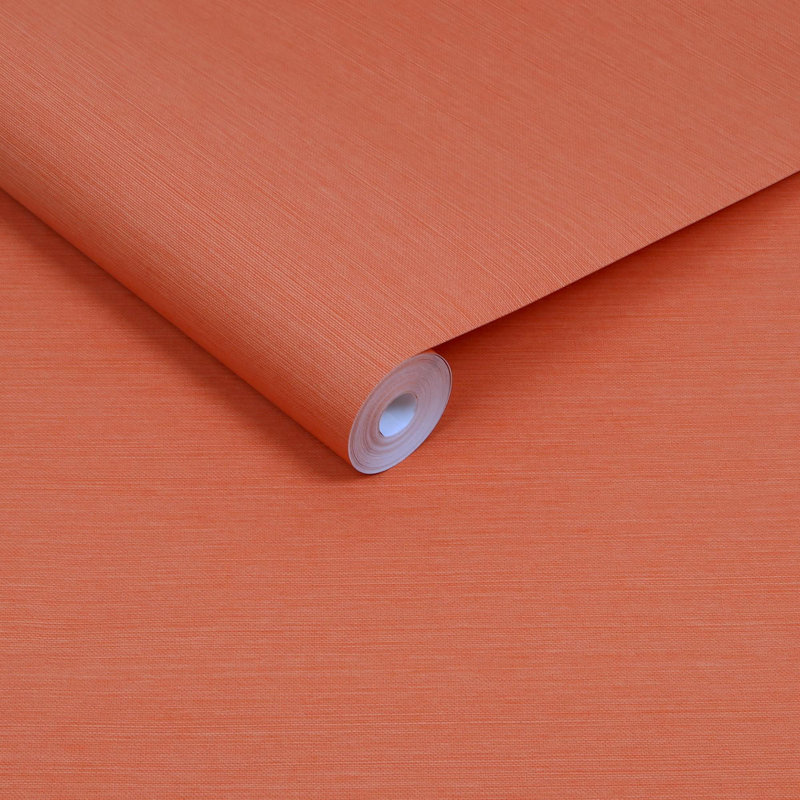 Envy Stitch Please Textured Plain Wallpaper, Orange