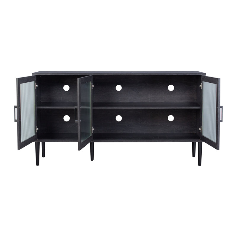 Buffet cannelé 55 po avec portes en verre