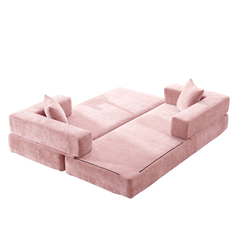 Canapé-lit pliant avec coussins Chenille, Rose