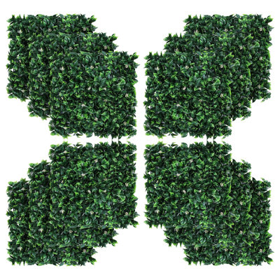 Artificial Grass Wall Panels 12 Pack, 20"x20" UV Protected Faux Greenery Mat, Lush Privacy Fence Screen for Indoor Outdoor Decor