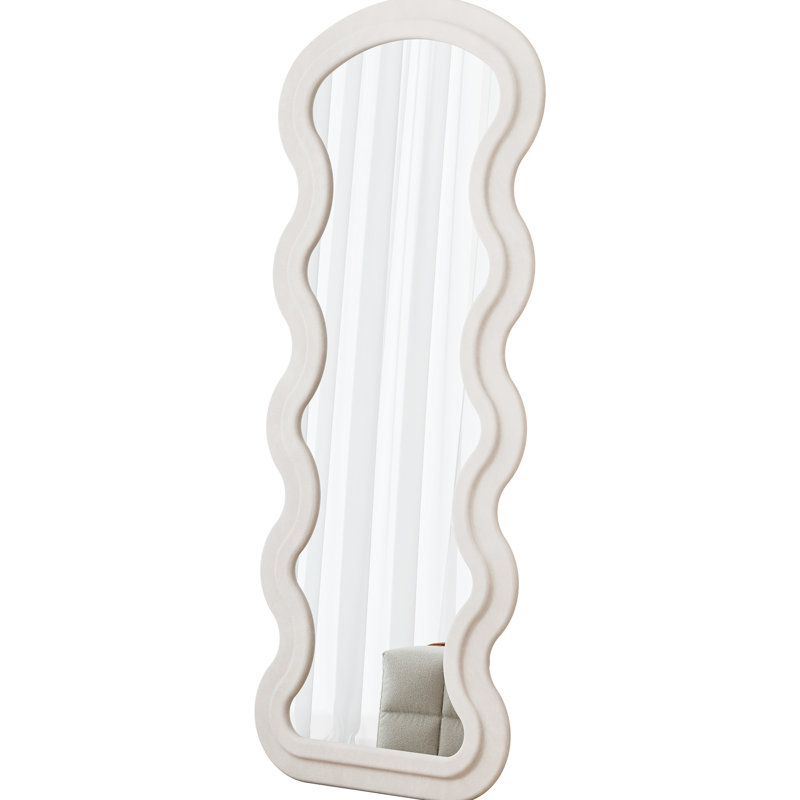 Miroir de plancher blanc en flanelle pleine longueur, toucher confortable, à l'abri des éclaboussures, miroir de 2,6 po de hauteur pour la chambre à coucher et le vestiaire, sensation de tissu doux, sans décoloration, haute