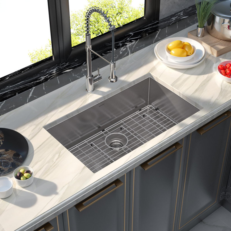 32 X 19 Undermount Single Bowl 304 Stainless Steel Kitchen Sink With 10-Inch Deep Basin