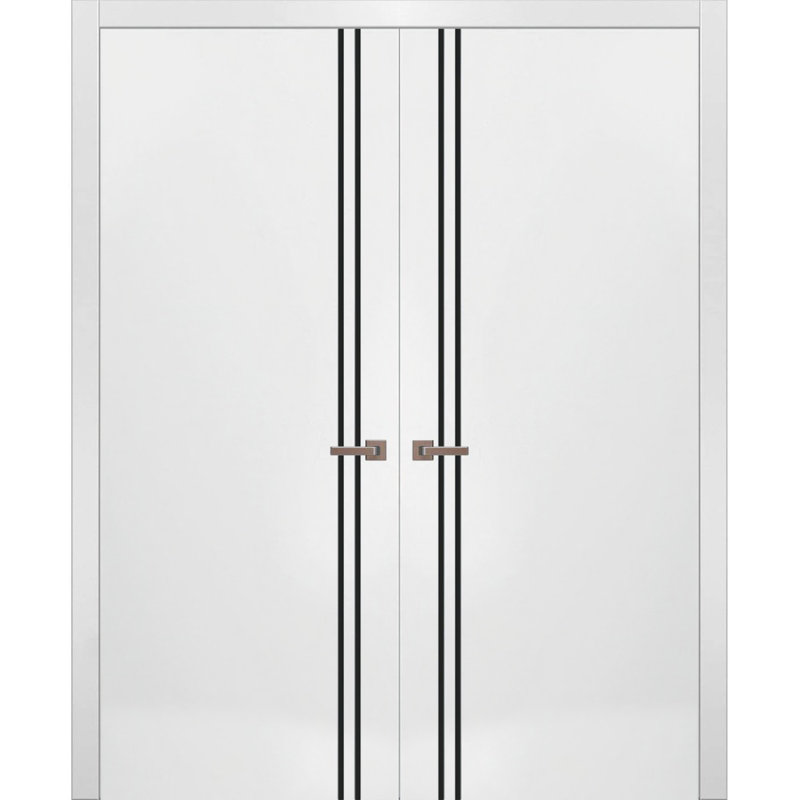 Portes françaises en bois massif massif, 48 po x 84 po, Satin blanc