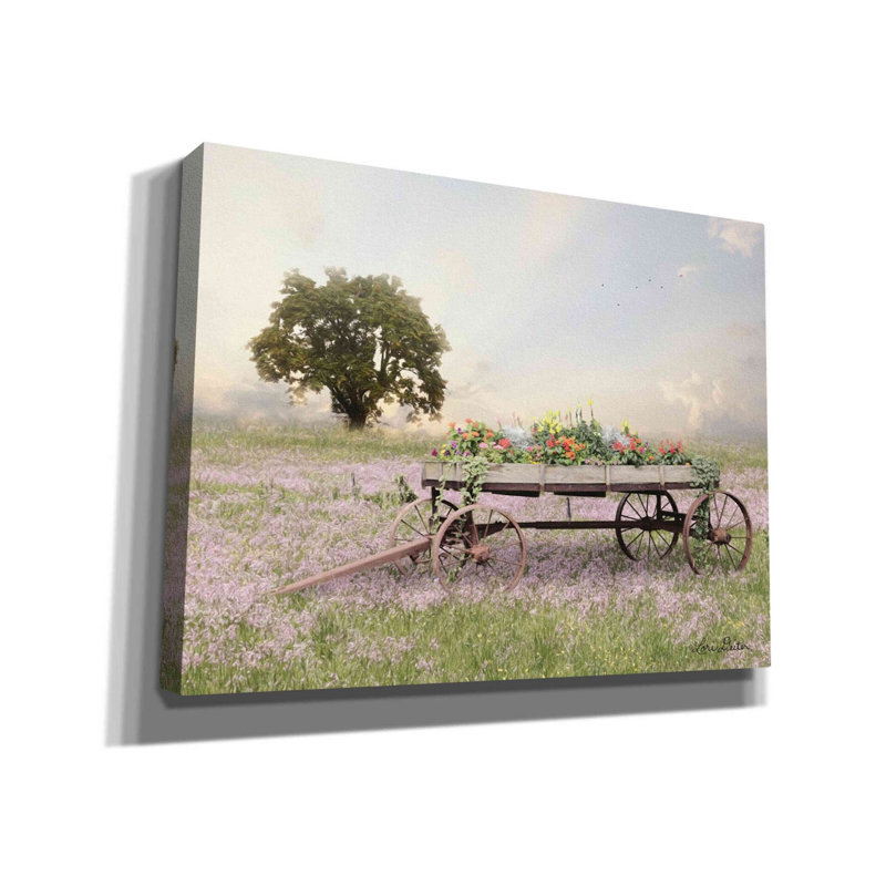 «Flower Wagon at Sunset» par Lori Deiter, art mural sur toile, H 12 po x l 16 po x P 0,75 po