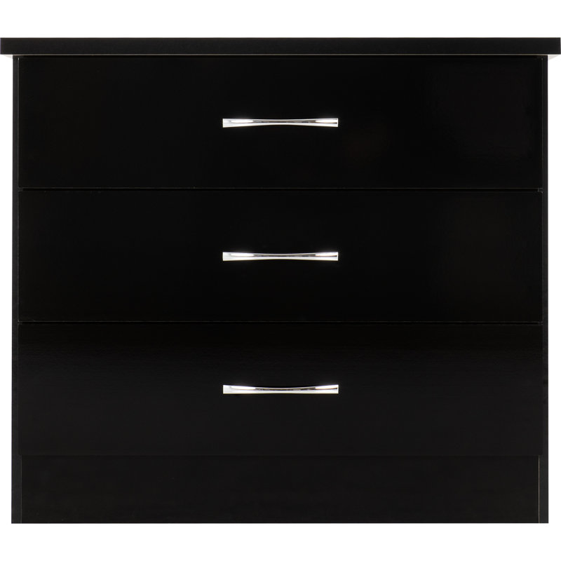 Cascio 3 Drawer Chest Of Drawers, Black